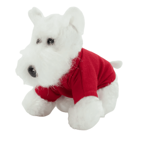 15cm Westie Dog with T-Shirt in Red