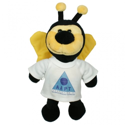 Logo branded 20cm Bertie Bee with T-Shirt in Black/Yellow from Total Merchandise