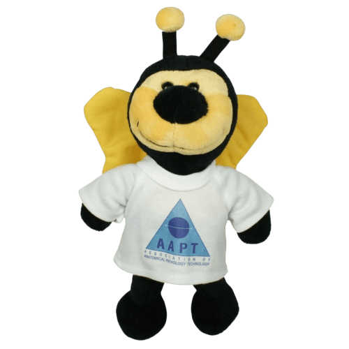 Logo branded 20cm Bertie Bee with T-Shirt in Black/Yellow from Total Merchandise