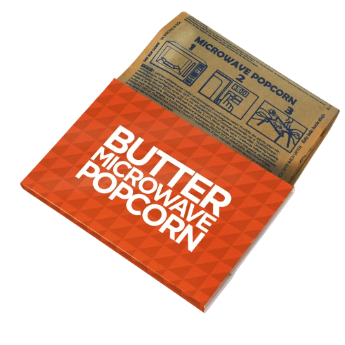 Custom Branded Microwave Popcorn Sachet with a full colour design from Total Merchandise