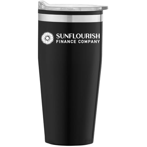 Custom Branded 590ml Stainless Steel Tumbler with a branded design from Total Merchandise - Black