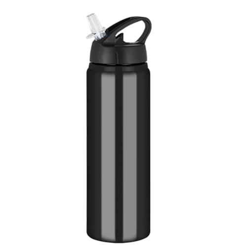 Tide Metal Water Bottle with Flip Cap in Black