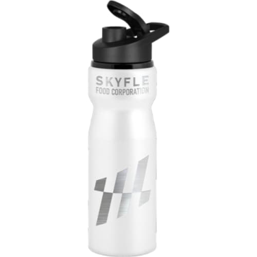 Promotional Nova Water Bottle With Snap Cap in White printed with your logo from Total Merchandise