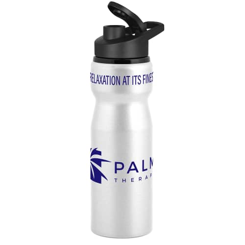 Customisable Nova Water Bottle With Snap Cap in Silver printed with your logo from Total Merchandise