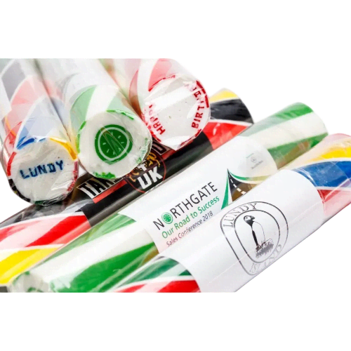 Logo Branded 12cm Rock Bars with printed label and design from Total Merchandise
