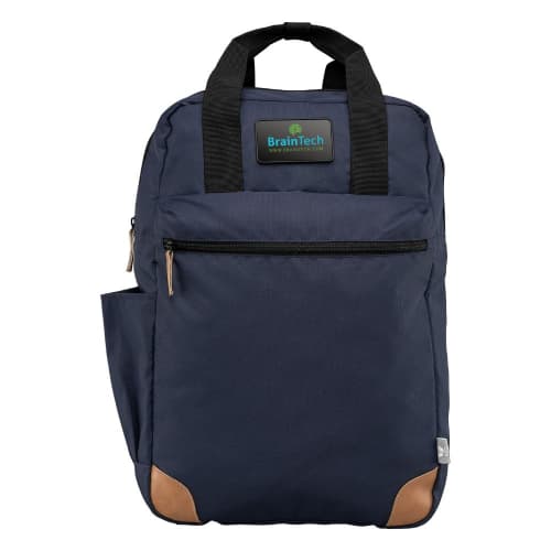 Promotional Rpet 300D Polyester Backpack in Navy Blue printed with your logo from Total Merchandise