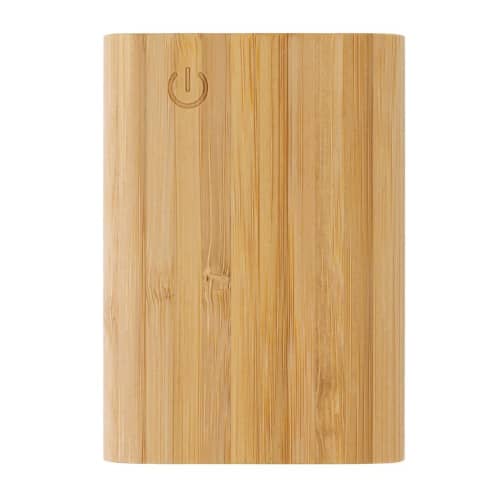 An image to show the front of the Bamboo 5.000 mAh powerbank from Total Merchandise