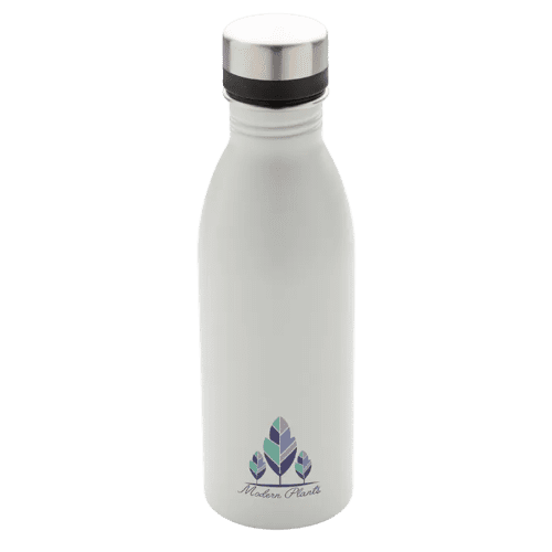 Recycled Stainless Steel Deluxe Water Bottle in White