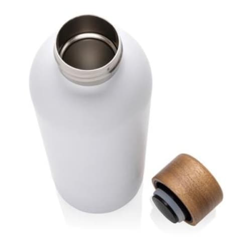 Branded Recycled Stainless Steel Vacuum Bottle in White from Total Merchandise