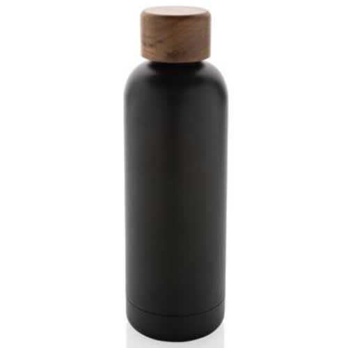 Promotional printed Recycled Stainless Steel Vacuum Bottle in black from total merchandise