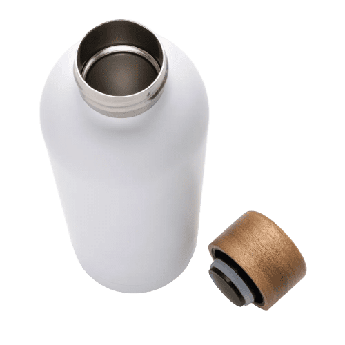 Branded Recycled Stainless Steel Vacuum Bottle in White from Total Merchandise