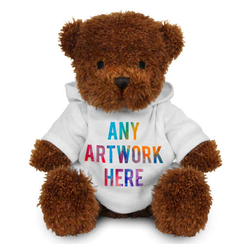 Promotional 18cm James Teddy Bear with Hoody in Brown printed with your logo from Total Merchandise