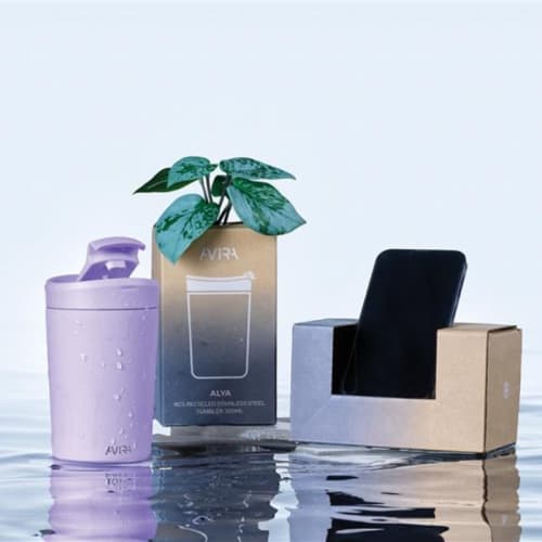 A lifestyle image of the 300ml Recycled Stainless Steel Tumblers