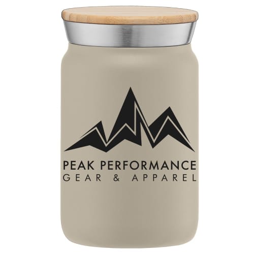 Logo Printed 270ml Double Wall Copper-Lined Stainless Steel Tumbler with Bamboo Lid in Cream