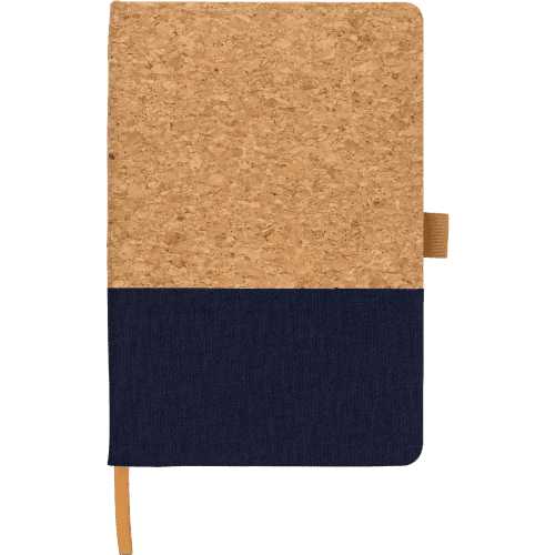 Custom Branded A5 Cork and Cotton Notebook in Blue from Total Merchandise