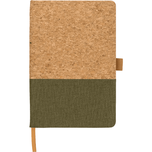 Promotional printed A5 Cork and Cotton Notebook in Green from Total Merchandise