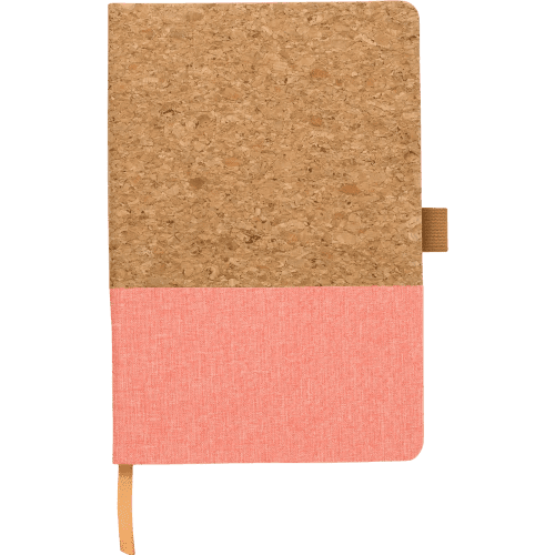 Logo Branded A5 Cork and Cotton Notebook in Peach from Total Merchandise