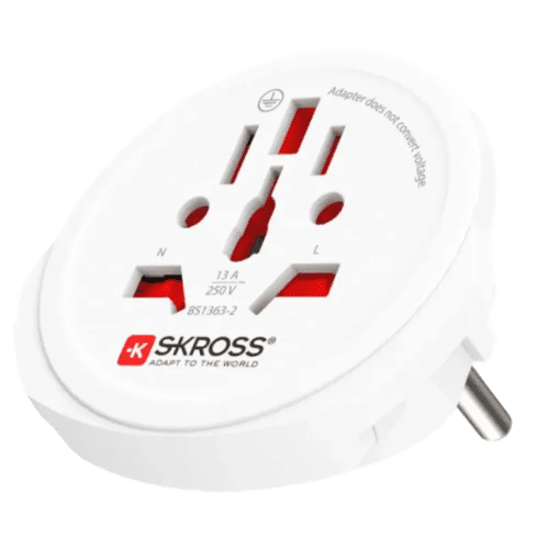 Logo branded World to Europe 3-Pole Adaptor with a design from Total Merchandise
