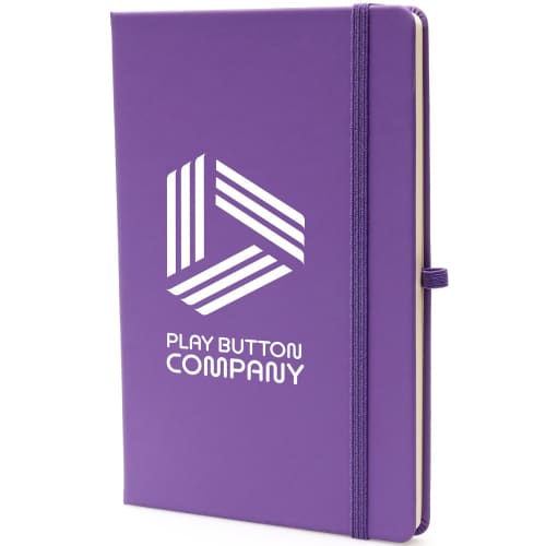 Custom Branded Fully Recycled A5 PU Mole Notepad with a design from total Merchandise - Purple