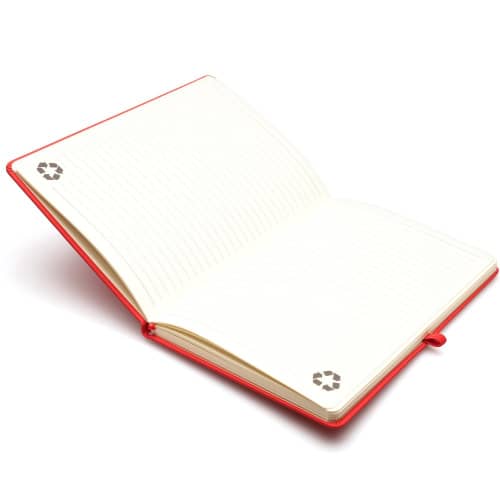 Printed Fully Recycled A5 PU Mole Notepad with a design from total Merchandise - Open