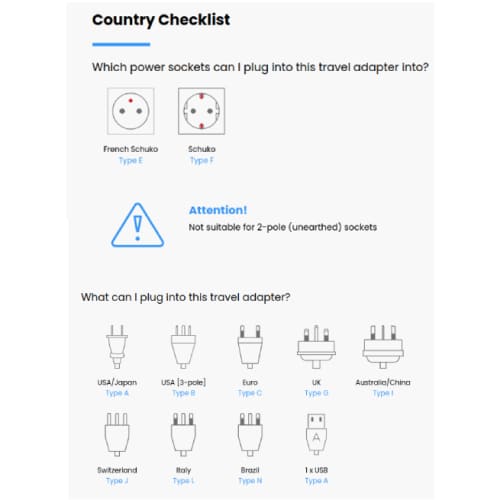 Skross World to Europe & USB Travel Adaptor