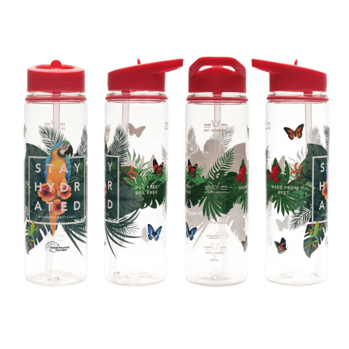 Custom Branded GRS Recycled Evander Drinks Bottle with Full Colour Design and Drinking Gauge Printed