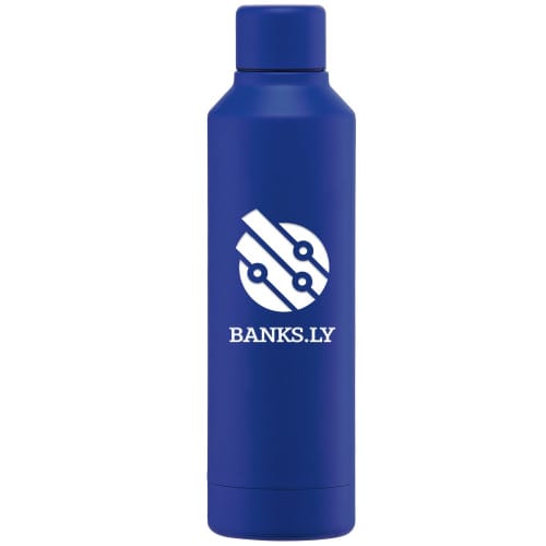 Printed 500ml Double Walled Copper-Lined Stainless Steel Bottle with Twist Lid in Royal Blue