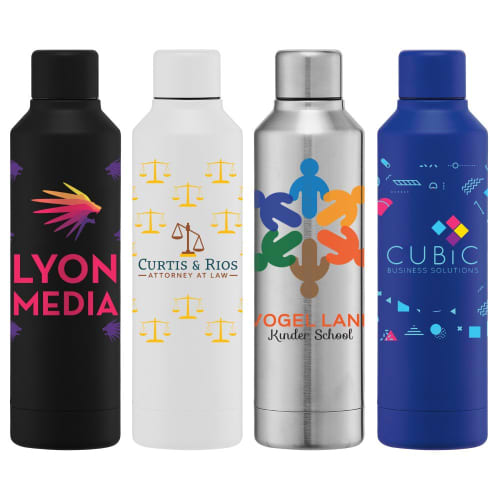 Promotional 500ml Double Walled Copper-Lined Stainless Steel Bottles with a full-colour design