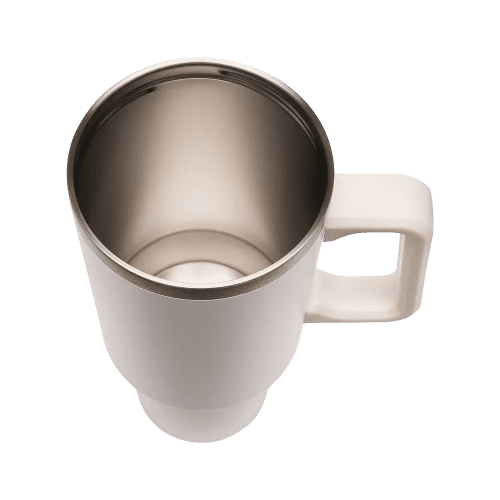 Logo-printed 40oz Stainless Steel Mug with Straw and Handle in White from Total Merchandise