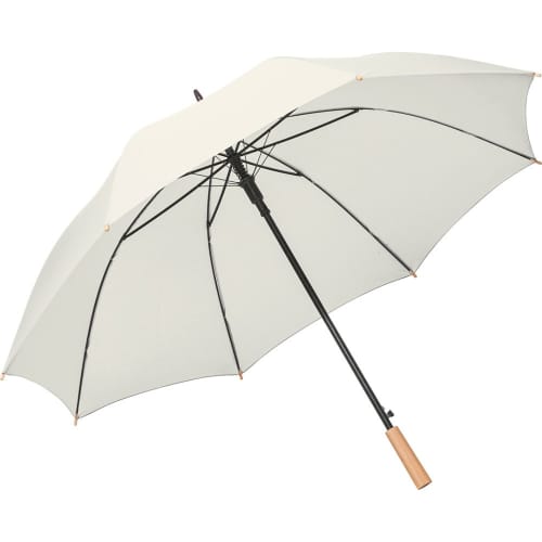 Logo Printed Recycled Ökobrella Umbrella with Wooden Handle in White from Total Merchandise