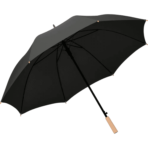 Custom Printed Recycled Ökobrella Umbrella with Wooden Handle in Black from Total Merchandise