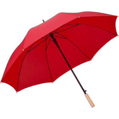 Custom Branded Recycled Ökobrella Umbrella with Wooden Handle in Red from Total Merchandise