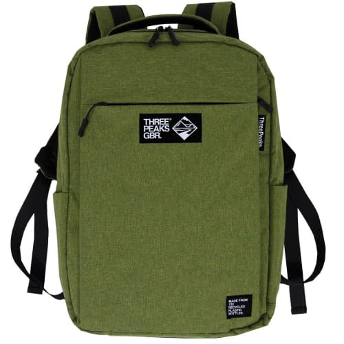 Logo printed Kaito Three Peaks RPET Padded Backpack in Green from Total Merchanidse