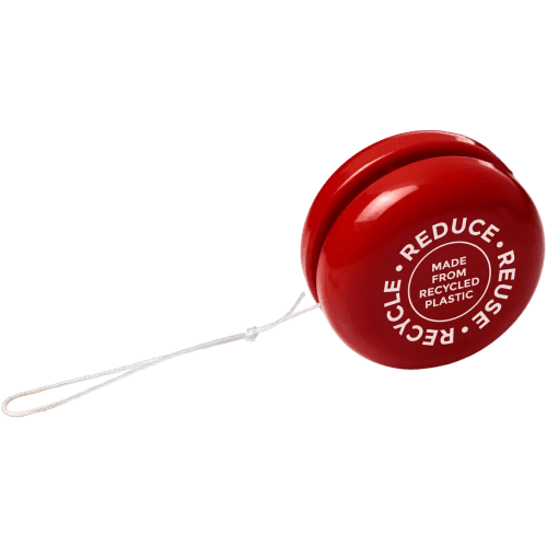 Promotional printed Garo Recycled Plastic Yoyo in Red from Total Merchandise