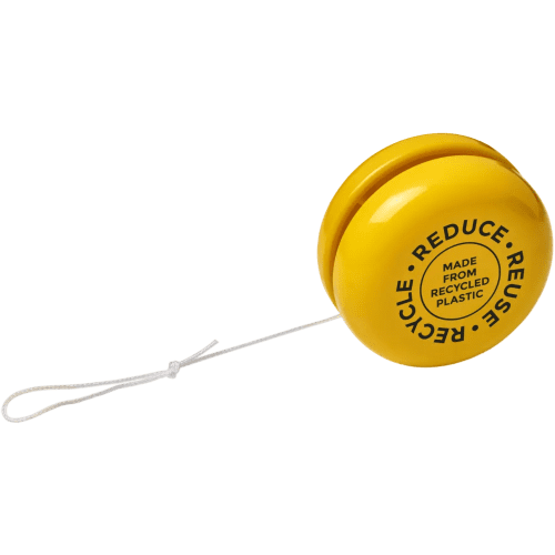 Custom branded Garo Recycled Plastic Yoyo in Yellow from Total Merchandise