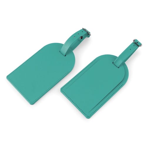 Logo branded Large Porto Recycled Luggage Tag in Aqua from Total Merchandise