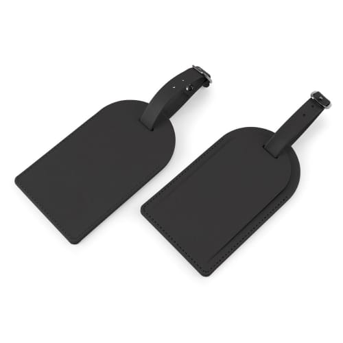 Custom branded Large Porto Recycled Luggage Tag in Black from Total Merchandise