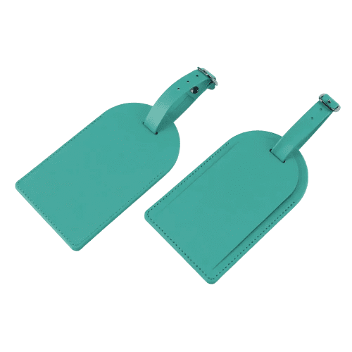 Logo branded Large Porto Recycled Luggage Tag in Aqua from Total Merchandise