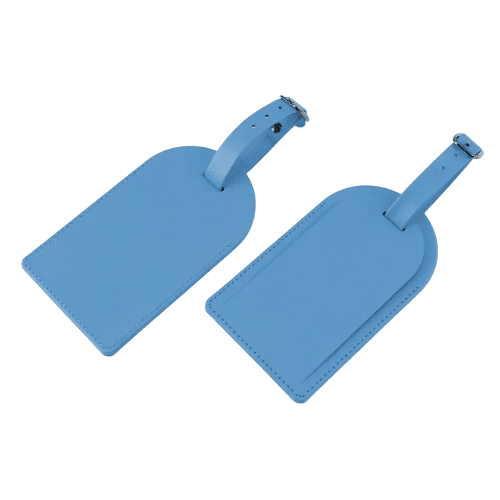 Customisable Large Porto Recycled Luggage Tag in Process Blue from Total Merchandise