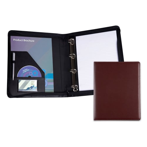 Custom branded Belluno A4 Zipped Ring Binder in Chocolate Brown from Total Merchandise