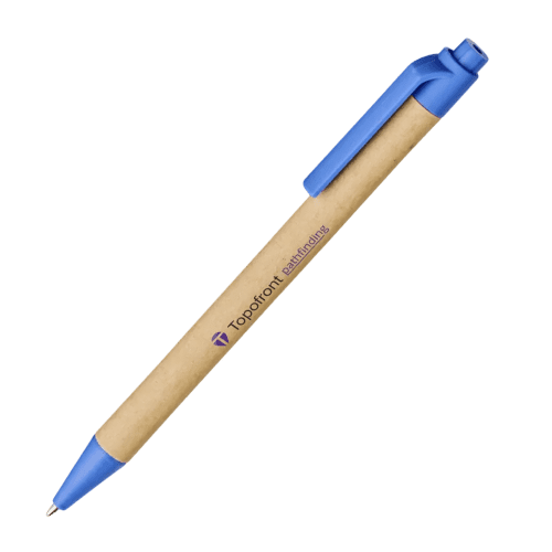 Custom Branded Berk Recycled Carton and Corn Plastic Ballpoint Pen in Blue from Total Merchandise