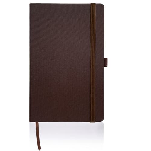 Branded Oceano Recycled Bottle Notebook with a printed design from Total Merchandise - Brown