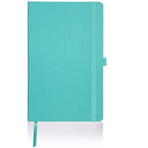 Branded Oceano Recycled Bottle Notebook with a printed design from Total Merchandise - Turquoise