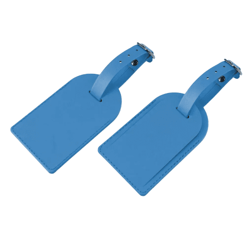 Logo printed Porto Recycled Small Luggage Tag in Process Blue from Total Merchandise