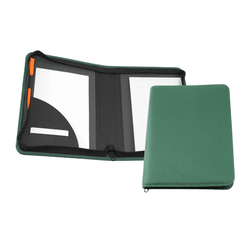 A5 Coloured Como Recycled Zipped Folder in Green