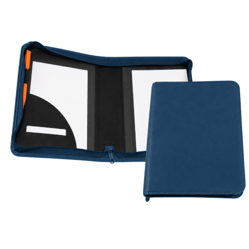 A5 Coloured Como Recycled Zipped Folder in Mid Blue