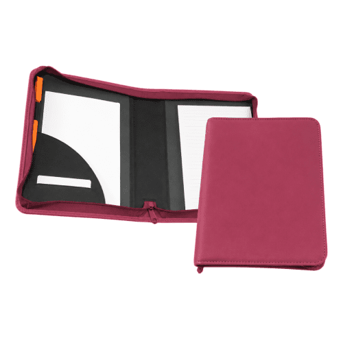 A5 Coloured Como Recycled Zipped Folder in Raspberry
