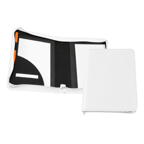 A5 Coloured Como Recycled Zipped Folder in White