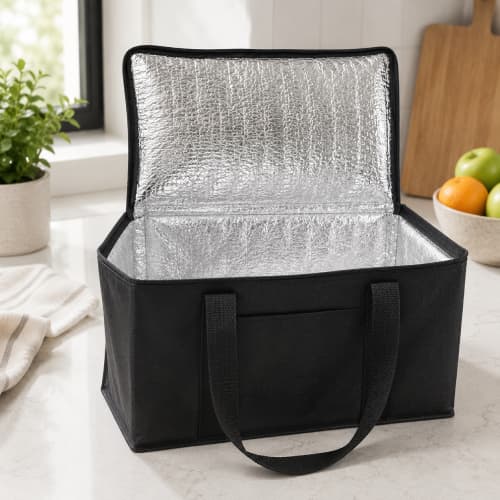 Lifestyle image of the Chatham 12 Can Recycled Cool Bag by Total Merchandise