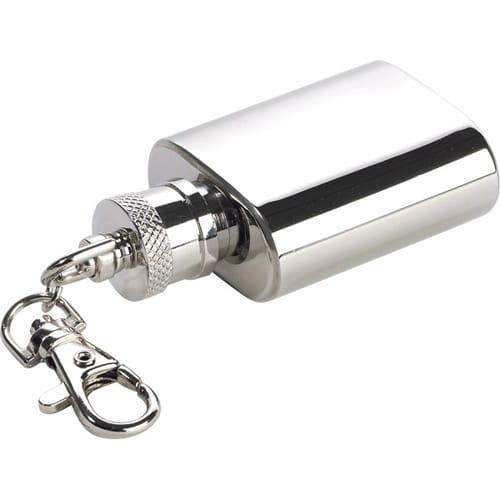 Promotional 1oz Dram Flask Keyrings in Stainless Steel from Total Merchandise